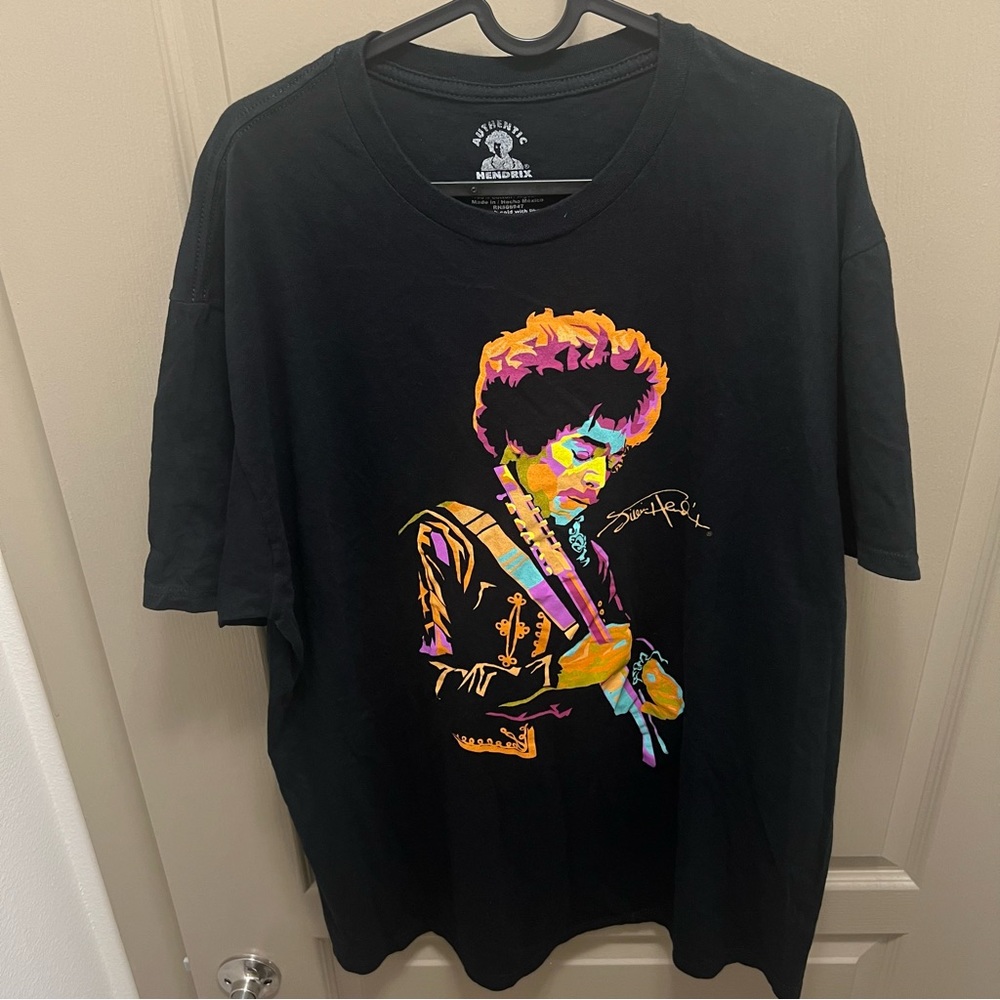 Authentic Hendrix T-Shirt concert band graphic top colorful Black Unisex 2XL